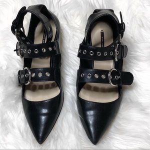 ZARA ankle strap buckle point toe flats